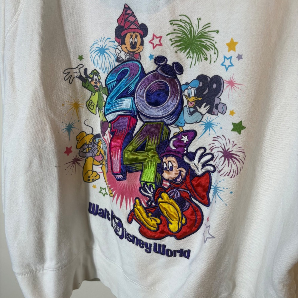 Disney Parks 2014 Zip Up Hoodie White Pink Mickey Mouse Size 2X - Picture 10 of 11